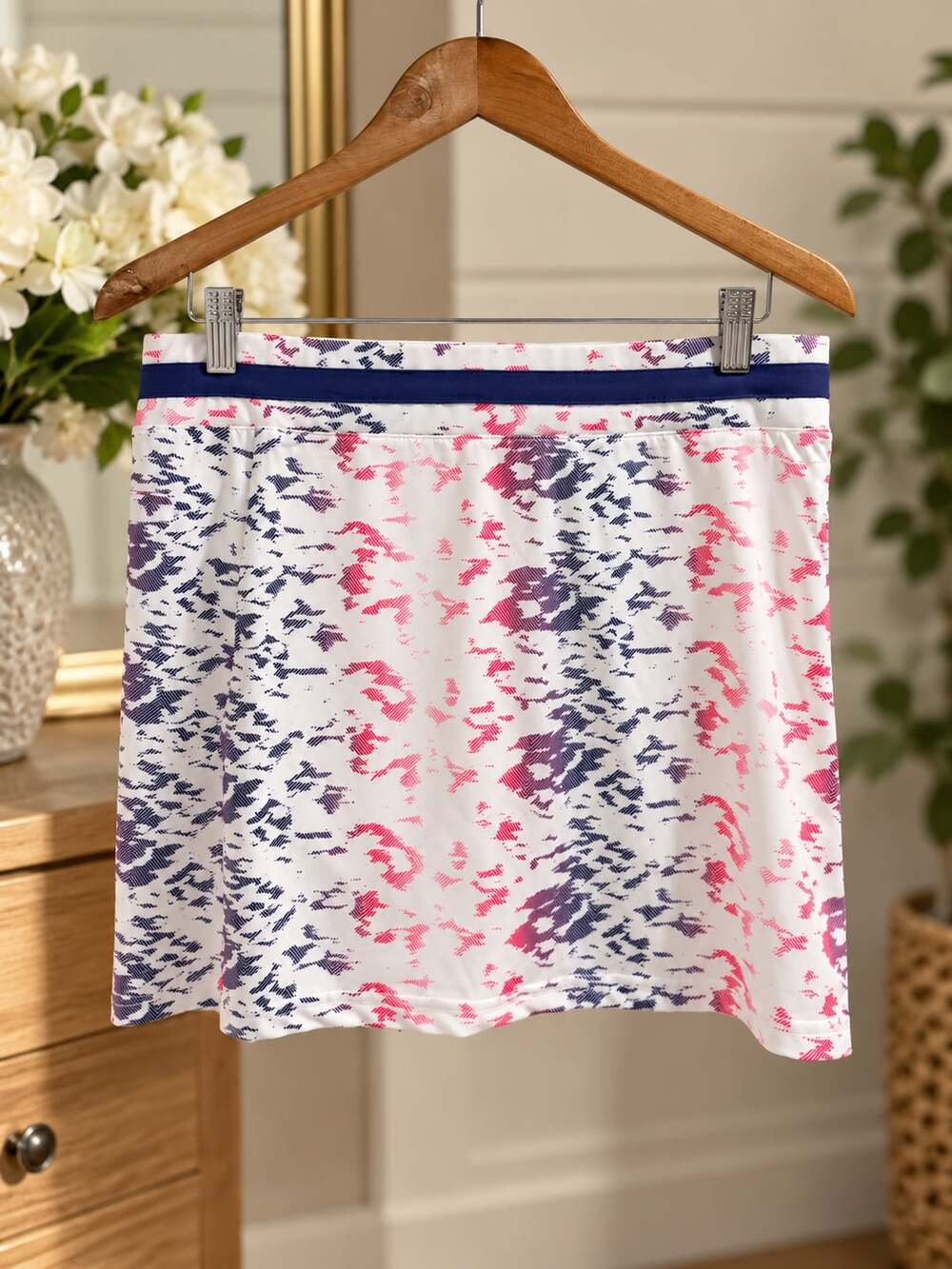 NWT Pebble Beach Skort Size L Pink White Athletic Golf Tennis Skort 16”
